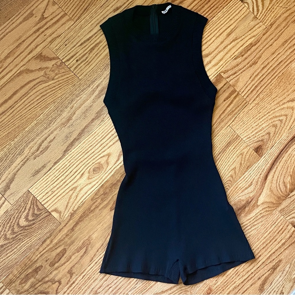 Zara Black Ribbed Unitard Romper - Picture 3 of 5